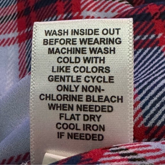 Elle S Small Shirt Top Blue Red Plaid Long Sleeve V Neck Button Up Womens - Picture 7 of 7